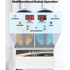 VEVOR Commercial Frozen Drink Maker, 15Lx2 Double Tank Slushy Machine, 120 Cups Stainless Steel Margarita Smoothie Frozen Drink Machine, Slushie Maker for Home Party Restaurants Cafe Bars
