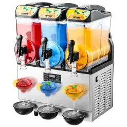 VEVOR Commercial Frozen Drink Maker, 15L Single Tank Slushy Machine, 60 Cups Stainless Steel Margarita Smoothie Frozen Drink Machine, Slushie Maker for Home Party Restaurants Cafe Bars
