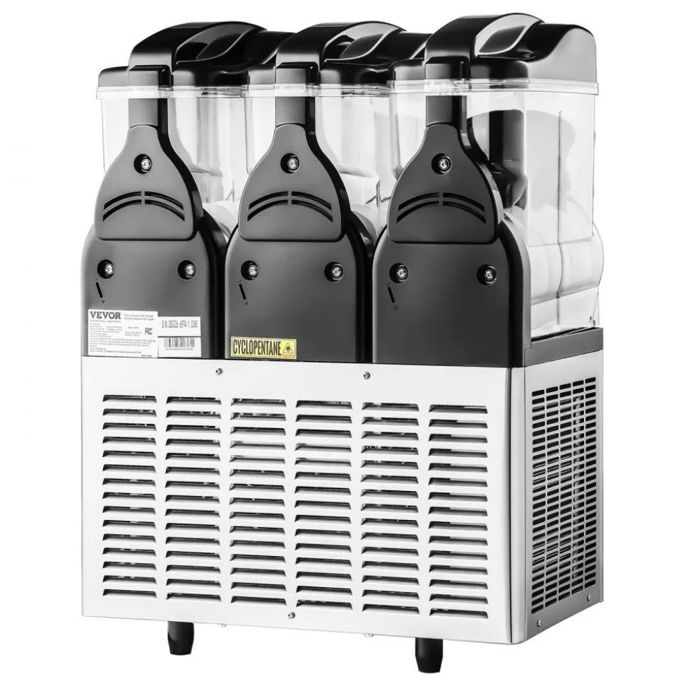 VEVOR Commercial Frozen Drink Maker, 15Lx3 Triple Tank Slushy Machine, 180 Cups Stainless Steel Margarita Smoothie Frozen Drink Machine, Slushie Maker for Home Party Restaurants Cafe Bars