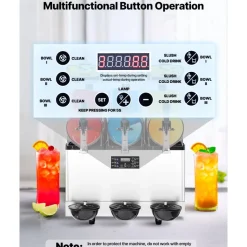 VEVOR Commercial Frozen Drink Maker, 15Lx3 Triple Tank Slushy Machine, 180 Cups Stainless Steel Margarita Smoothie Frozen Drink Machine, Slushie Maker for Home Party Restaurants Cafe Bars