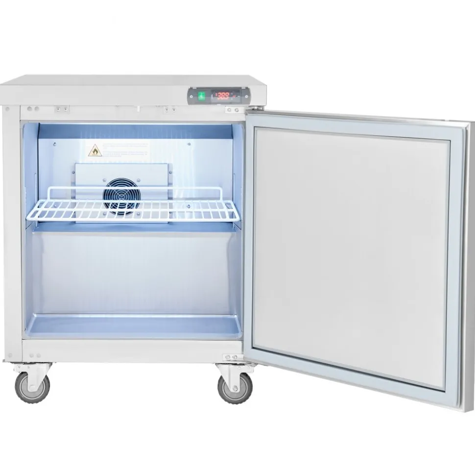 VEVOR 28" Commercial Frozen Refrigerator Sandwich & Salad Prep Table, 7.4 Cu. Ft Stainless Steel Refrigerated Food Prep Station with 1 Door, Frost Free Refrigerator with Lock for Restaurant, Bar