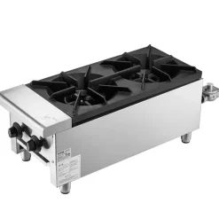 VEVOR Commercial Gas Stove with 2 Burners, Propane and Natural Gas Countertop Cooking Stove Range, Stainless Steel Gas Hot Plate, Commercial Cooking Equipment for Restaurant, 180,000 BTU