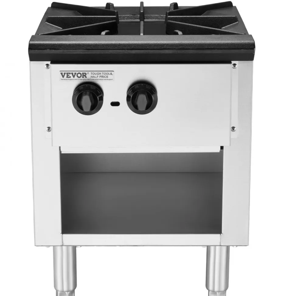 VEVOR Commercial Gas Stove with 4 Burners, Propane and Natural Gas Countertop Cooking Stove Range, Stainless Steel Gas Hot Plate, Commercial Cooking Equipment for Restaurant, 112,000 BTU