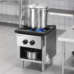 VEVOR Commercial Gas Stove with 4 Burners, Propane and Natural Gas Countertop Cooking Stove Range, Stainless Steel Gas Hot Plate, Commercial Cooking Equipment for Restaurant, 112,000 BTU