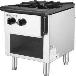 VEVOR Commercial Gas Stove with 4 Burners, Propane and Natural Gas Countertop Cooking Stove Range, Stainless Steel Gas Hot Plate, Commercial Cooking Equipment for Restaurant, 112,000 BTU