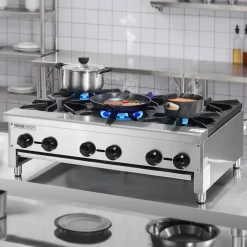 VEVOR Commercial Gas Stove with 6 Burners, Propane and Natural Gas Countertop Cooking Stove Range, Stainless Steel Gas Hot Plate, Commercial Cooking Equipment for Restaurant, 168,000 BTU