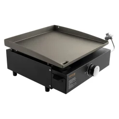 VEVOR Commercial Griddle, 16.9" Heavy Duty Manual Flat Top Griddle, Countertop Gas Grill with Non-Stick Cooking Plate, Steel Natural Gas Griddle, 2-Burners Restaurant Portable Grill -  22,000 BTU