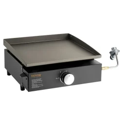 VEVOR Commercial Griddle, 16.9" Heavy Duty Manual Flat Top Griddle, Countertop Gas Grill with Non-Stick Cooking Plate, Steel Natural Gas Griddle, 2-Burners Restaurant Portable Grill -  22,000 BTU