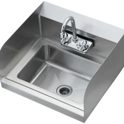 VEVOR Commercial Hand Sink with Faucet and Side Splash, Stainless Steel Sink for Washing, Small Hand Washing Sink, Wall Mount Hand Basin for Restaurant, Kitchen, Bar, Garage and Home, 17x12.8 inch