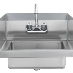 VEVOR Commercial Hand Sink with Faucet and Side Splash, Stainless Steel Sink for Washing, Small Hand Washing Sink, Wall Mount Hand Basin for Restaurant, Kitchen, Bar, Garage and Home, 17x12.8 inch