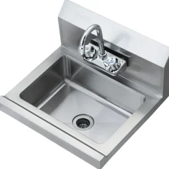 VEVOR Commercial Hand Sink with Faucet, Stainless Steel Sink for Washing, Small Hand Washing Sink, Wall Mount Hand Basin, Utility Sink for Restaurant, Kitchen, Bar, Garage and Home, 17 x 12.8 inch