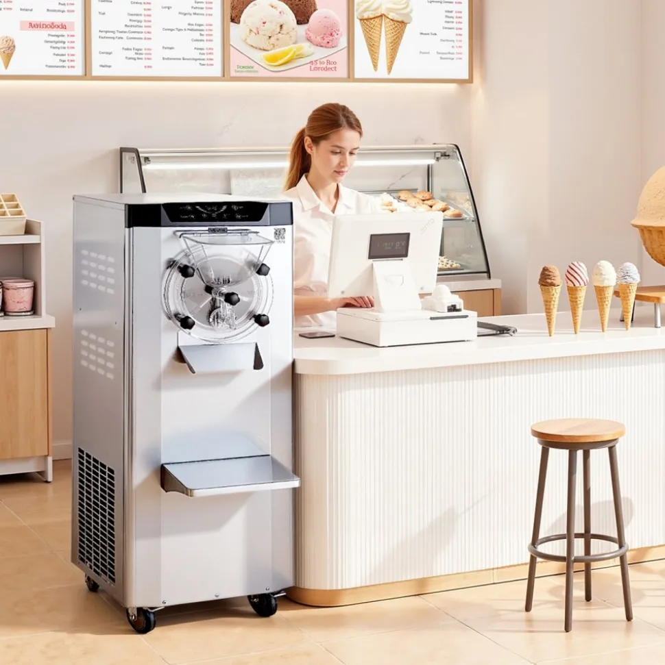 VEVOR Commercial Hard Ice Cream Machine, 2400W 3.17 to 5.28 Gallons per Hour, Gelato Hard Serve Ice Cream Maker with 10L 304 Stainless Steel Cylinder, Auto Clean LED Panel for Snack Bar Restaurants