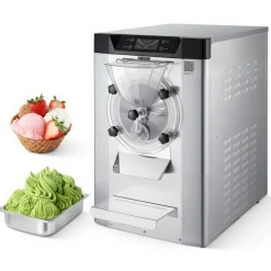 VEVOR Commercial Hard Ice Cream Machine, 2000W 3.17-5.28 Gal/Hour, Countertop Gelato Hard Serve Ice Cream Maker with 6L 304 Stainless Steel Cylinder, Auto Clean LED Panel for Snack Bar Restaurants