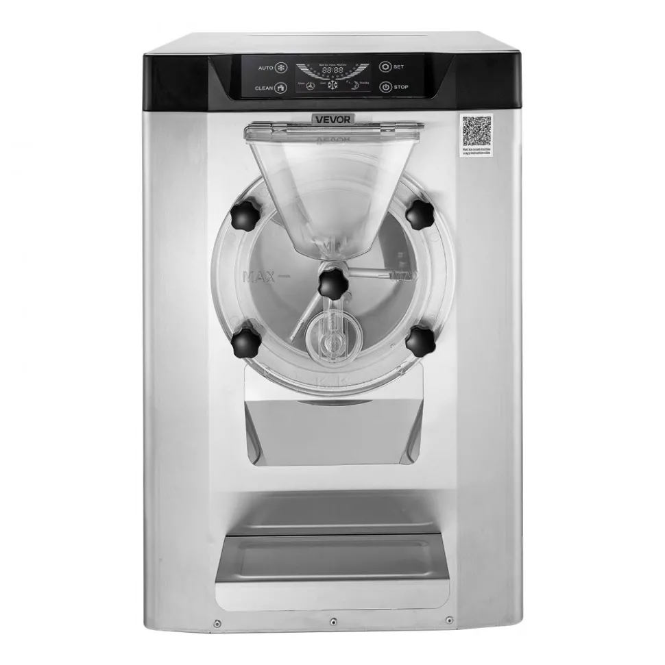 VEVOR Commercial Hard Ice Cream Machine, 2000W 3.17-5.28 Gal/Hour, Countertop Gelato Hard Serve Ice Cream Maker with 6L 304 Stainless Steel Cylinder, Auto Clean LED Panel for Snack Bar Restaurants