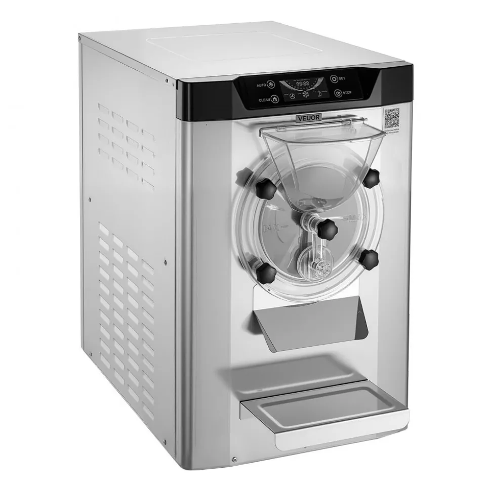 VEVOR Commercial Hard Ice Cream Machine, 2000W 3.17-5.28 Gal/Hour, Countertop Gelato Hard Serve Ice Cream Maker with 6L 304 Stainless Steel Cylinder, Auto Clean LED Panel for Snack Bar Restaurants