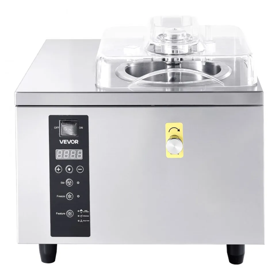 VEVOR Commercial Hard Ice Cream Machine, 500W 1.32 Gal/Hour, Gelato Hard Serve Ice Cream Maker with 2.8L 304 Stainless Steel Cylinder, Auto Clean LED Panel High Productivity for Snack Bar Restaurants