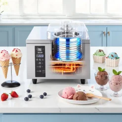 VEVOR Commercial Hard Ice Cream Machine, 500W 1.32 Gal/Hour, Gelato Hard Serve Ice Cream Maker with 2.8L 304 Stainless Steel Cylinder, Auto Clean LED Panel High Productivity for Snack Bar Restaurants