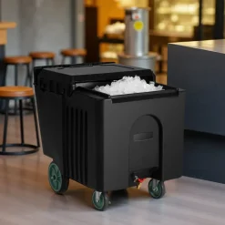 VEVOR Commercial Ice Bin, 125 lbs Portable Ice Caddy, 31.5 x 22.8 x 29 inch Insulated Ice Carrier with 4 Wheels and Sliding Lid, Large Ice Bin for Catering, Kitchens, Bistros, Restaurants, and Bars