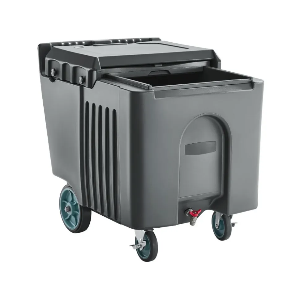 VEVOR Commercial Ice Bin, 125 lbs Portable Ice Caddy, 31.5 x 22.8 x 29 inch Insulated Ice Carrier with 4 Wheels and Flip Lid, Large Ice Bin for Catering, Kitchens, Bistros, Restaurants, and Bars