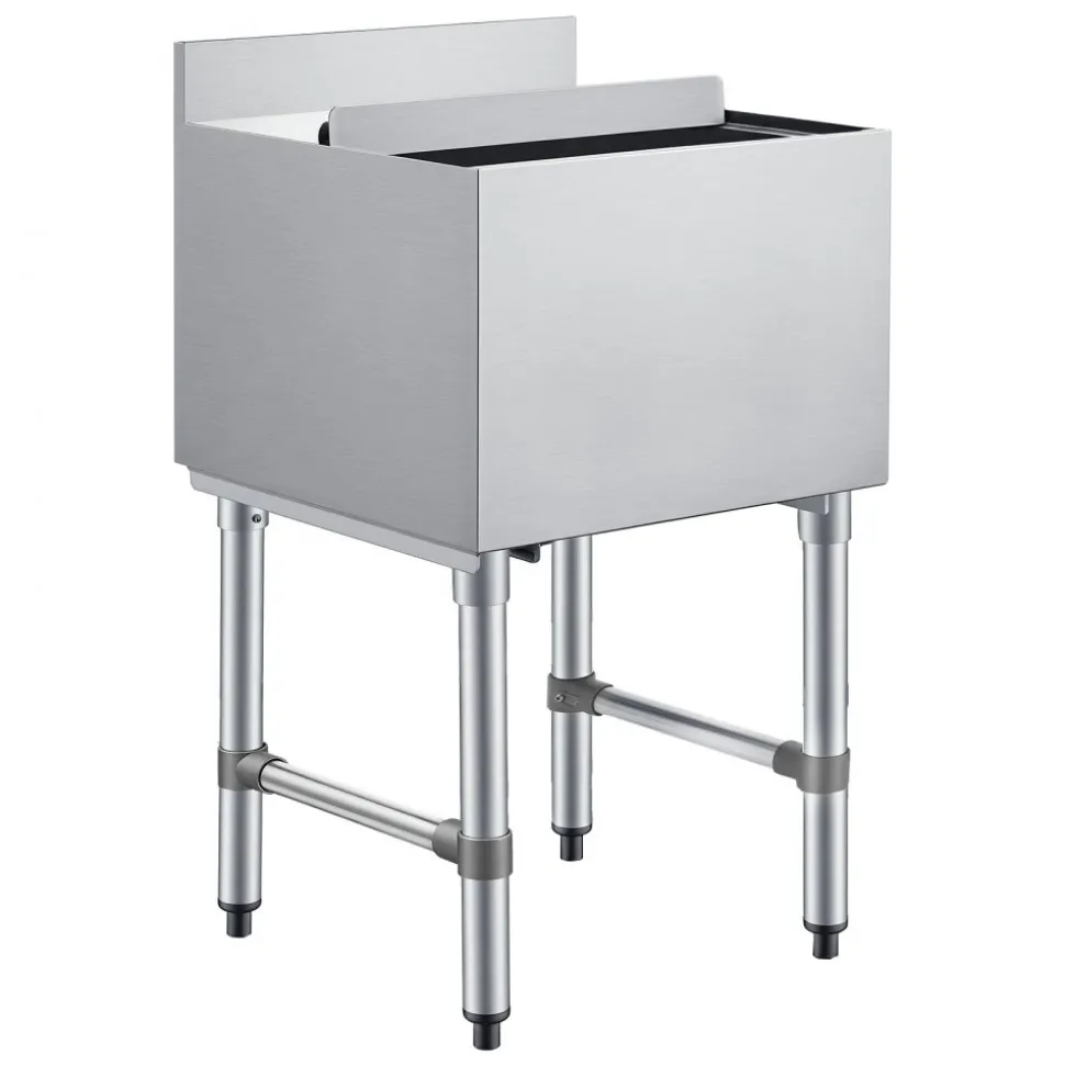 VEVOR Commercial Ice Bin, 49.4 Qt Max Capacity, 18 x 18 x 33 Inch Stainless Steel Ice Chest with Sliding Lid and Bottle Holders, Cooler Cart Cocktail Unit for Bar Restaurant Pub, NSF Certified