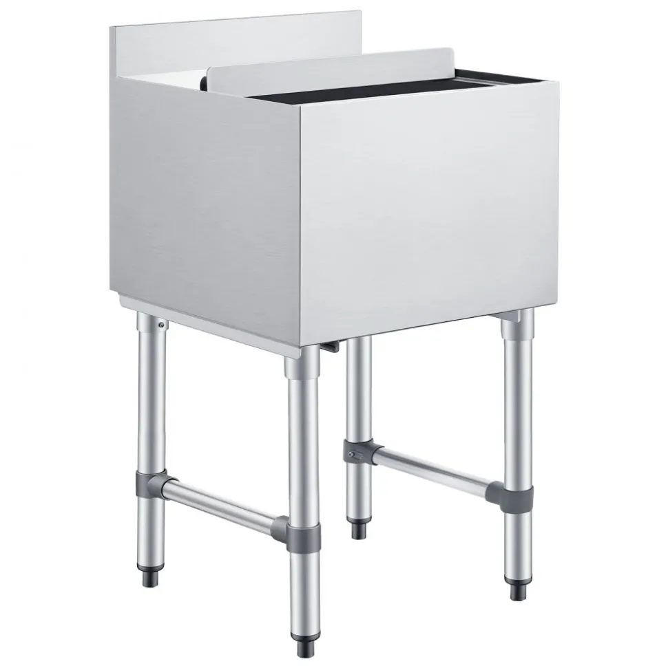 VEVOR Commercial Ice Bin, 49.4 Qt Max Capacity, 18 x 18 x 33 Inch Stainless Steel Ice Chest with Sliding Lid and Bottle Holders, Cooler Cart Cocktail Unit for Bar Restaurant Pub, NSF Certified