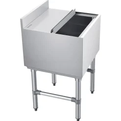 VEVOR Commercial Ice Bin, 49.4 Qt Max Capacity, 18 x 18 x 33 Inch Stainless Steel Ice Chest with Sliding Lid and Bottle Holders, Cooler Cart Cocktail Unit for Bar Restaurant Pub, NSF Certified