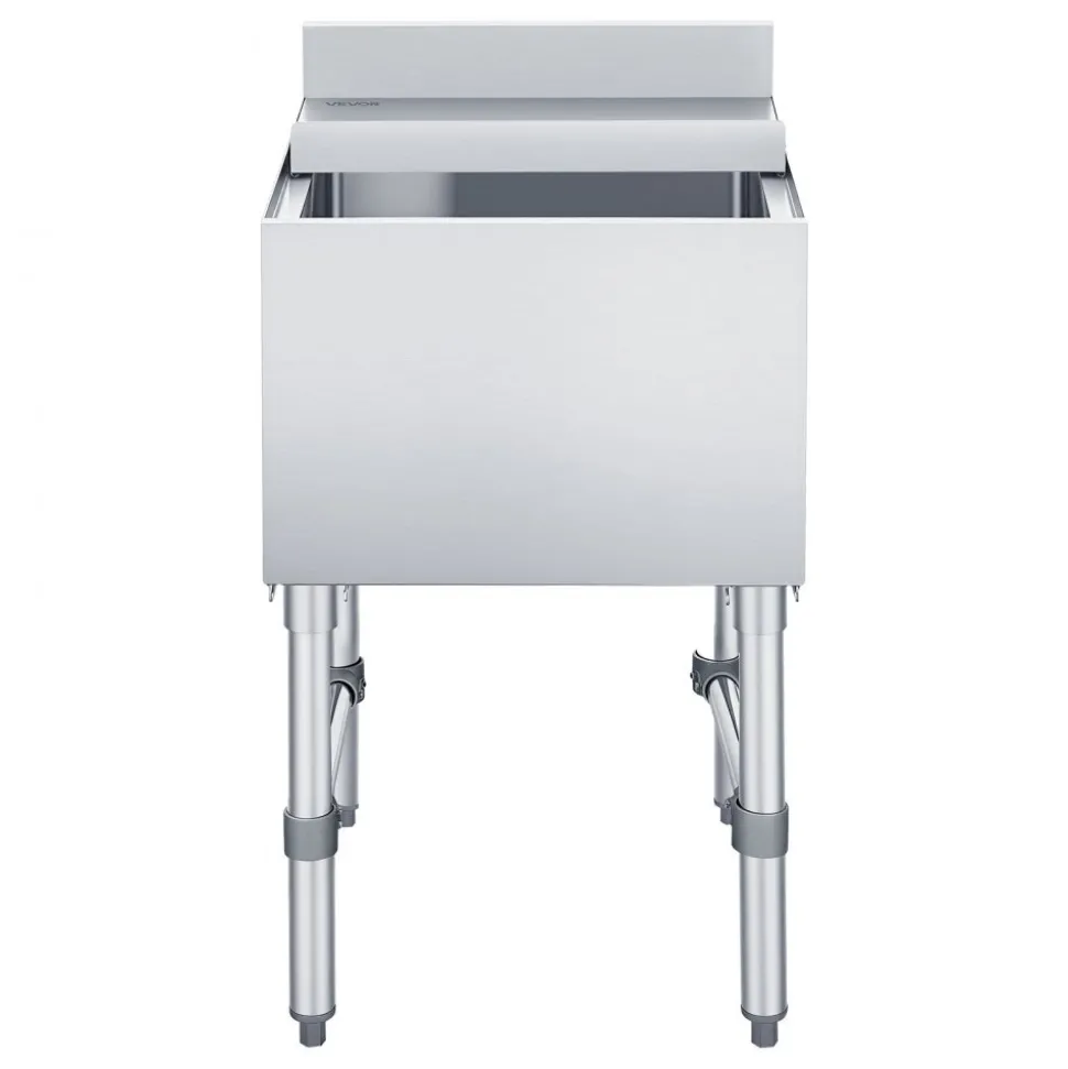 VEVOR Commercial Ice Bin, 49.4 Qt Max Capacity, 18 x 18 x 33 Inch Stainless Steel Ice Chest with Sliding Lid and Bottle Holders, Cooler Cart Cocktail Unit for Bar Restaurant Pub, NSF Certified