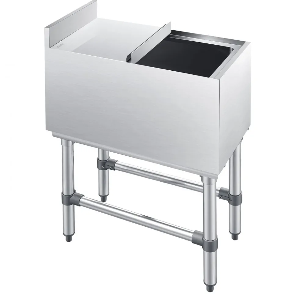 VEVOR Commercial Ice Bin, 39.6 Qt Max Capacity, 12 x 24 x 33 Inch Stainless Steel Ice Chest with Sliding Lid, 24H Long-Lasting Insulation, Cooler Cart Cocktail Unit for Bar Restaurant Pub, NSF