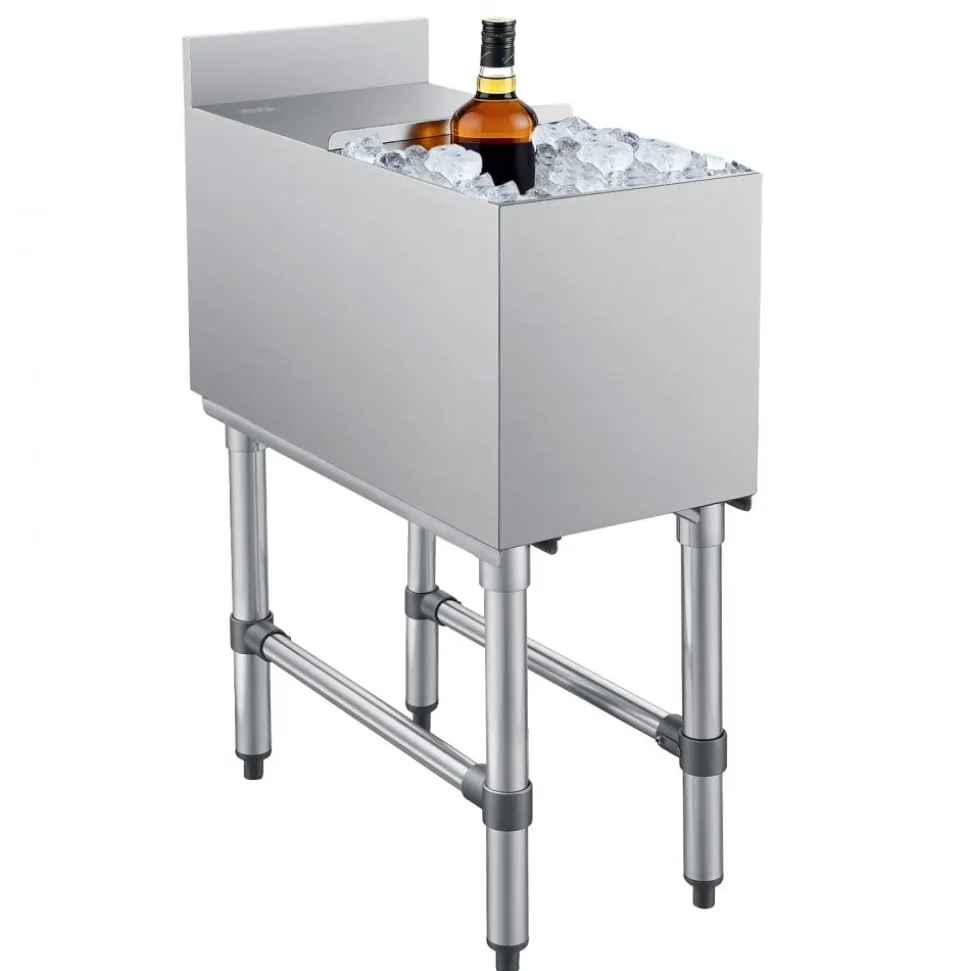VEVOR Commercial Ice Bin, 39.6 Qt Max Capacity, 12 x 24 x 33 Inch Stainless Steel Ice Chest with Sliding Lid, 24H Long-Lasting Insulation, Cooler Cart Cocktail Unit for Bar Restaurant Pub, NSF