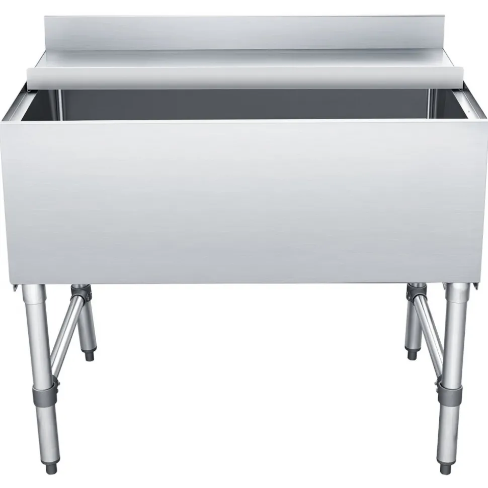 VEVOR Commercial Ice Bin, 134.7 Qt Max Capacity, 36 x 24 x 33 Inch Stainless Steel Ice Chest with Sliding Lid, 24H Long-Lasting Insulation, Cooler Cart Cocktail Unit for Bar Restaurant Pub, NSF