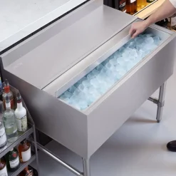 VEVOR Commercial Ice Bin, 134.7 Qt Max Capacity, 36 x 24 x 33 Inch Stainless Steel Ice Chest with Sliding Lid, 24H Long-Lasting Insulation, Cooler Cart Cocktail Unit for Bar Restaurant Pub, NSF