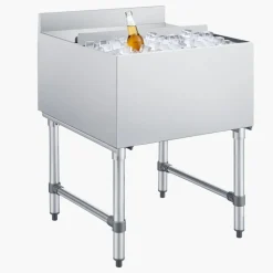 VEVOR Commercial Ice Bin, 79.9 Qt Max Capacity, 24 x 24 x 33 Inch Stainless Steel Ice Chest with Sliding Lid, 24H Long-Lasting Insulation, Cooler Cart Cocktail Unit for Bar Restaurant Pub, NSF