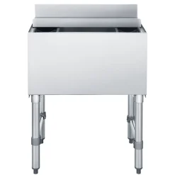 VEVOR Commercial Ice Bin, 65.1 Qt Max Capacity, 24 x 19 x 33 Inch Stainless Steel Ice Chest with Sliding Lid and Bottle Holders, Cooler Cart Cocktail Unit for Bar Restaurant Pub, NSF Certified