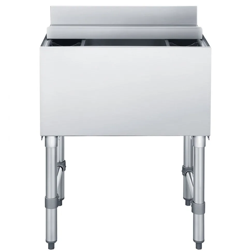 VEVOR Commercial Ice Bin, 65.1 Qt Max Capacity, 24 x 19 x 33 Inch Stainless Steel Ice Chest with Sliding Lid and Bottle Holders, Cooler Cart Cocktail Unit for Bar Restaurant Pub, NSF Certified