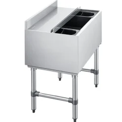 VEVOR Commercial Ice Bin, 65.1 Qt Max Capacity, 24 x 19 x 33 Inch Stainless Steel Ice Chest with Sliding Lid and Bottle Holders, Cooler Cart Cocktail Unit for Bar Restaurant Pub, NSF Certified