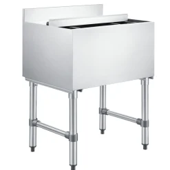 VEVOR Commercial Ice Bin, 65.1 Qt Max Capacity, 24 x 19 x 33 Inch Stainless Steel Ice Chest with Sliding Lid and Bottle Holders, Cooler Cart Cocktail Unit for Bar Restaurant Pub, NSF Certified