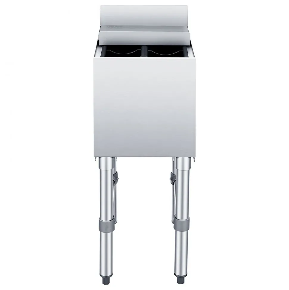 VEVOR Commercial Ice Bin, 29.6 Qt Max Capacity, 12 x 19 x 33 Inch Stainless Steel Ice Chest with Sliding Lid and Bottle Holders, Cooler Cart Cocktail Unit for Bar Restaurant Pub, NSF Certified