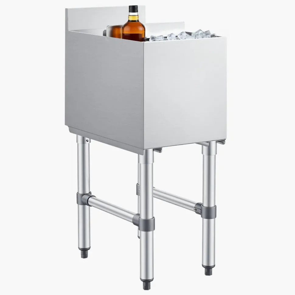 VEVOR Commercial Ice Bin, 29.6 Qt Max Capacity, 12 x 19 x 33 Inch Stainless Steel Ice Chest with Sliding Lid and Bottle Holders, Cooler Cart Cocktail Unit for Bar Restaurant Pub, NSF Certified
