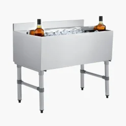 VEVOR Commercial Ice Bin, 100.7 Qt Max Capacity, 36 x 19 x 33 Inch Stainless Steel Ice Chest with Sliding Lid and Bottle Holders, Cooler Cart Cocktail Unit for Bar Restaurant Pub, NSF Certified