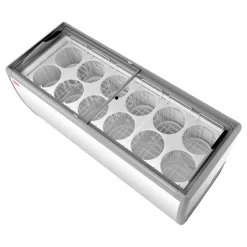 VEVOR Commercial Ice Cream Display Case, 20 Cu.ft Chest Freezer, Restaurant Gelato Dipping Cabinet Top Deep Freezer with Locking Casters, Sliding Glass Door, LED Lighting, Hold 12 Ice Cream Tubs