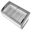 VEVOR Commercial Ice Cream Display Case, 12.8 Cu.ft Chest Freezer, -19 to 3℉ Temp Adjustable Mobile Top Deep Freezer with 4 Wire Baskets, 2 Sliding Glass Doors, Locking Casters & LED Strip Lighting