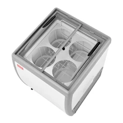 VEVOR Commercial Ice Cream Display Case, 5.6 Cu.ft Chest Freezer, Restaurant Gelato Dipping Cabinet Top Deep Freezer with Locking Casters, Sliding Glass Door, LED Lighting, Hold 4 Ice Cream Tubs