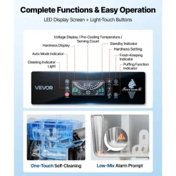 VEVOR Commercial Ice Cream Machine, 20-28L/H Yield, 2200W 3-Flavor Countertop Soft Serve Ice Cream Maker with 2 x 6L Hoppers & Built-In Puffing Pump, Pre-Cooling Low-Mix Alert for Snack Dessert Shops