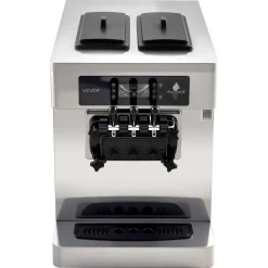 VEVOR Commercial Ice Cream Machine, 20-28L/H Yield, 2200W 3-Flavor Countertop Soft Serve Ice Cream Maker with 2 x 6L Hoppers & Built-In Puffing Pump, Pre-Cooling Low-Mix Alert for Snack Dessert Shops