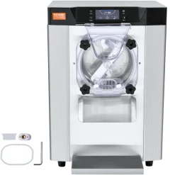 VEVOR Commercial Ice Cream Machine, 12 L/H Yield, 1713W Single Flavor Countertop Hard Serve Ice Cream Maker, 4.5L Stainless Steel Cylinder, LED Panel Auto Clean Pre-cooling, for Restaurant Snack Bars