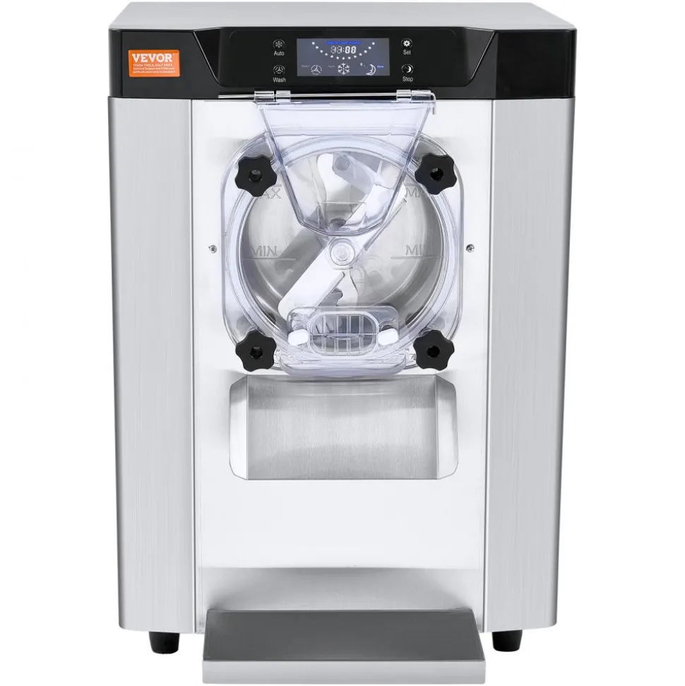 VEVOR Commercial Ice Cream Machine, 12 L/H Yield, 1713W Single Flavor Countertop Hard Serve Ice Cream Maker, 4.5L Stainless Steel Cylinder, LED Panel Auto Clean Pre-cooling, for Restaurant Snack Bars
