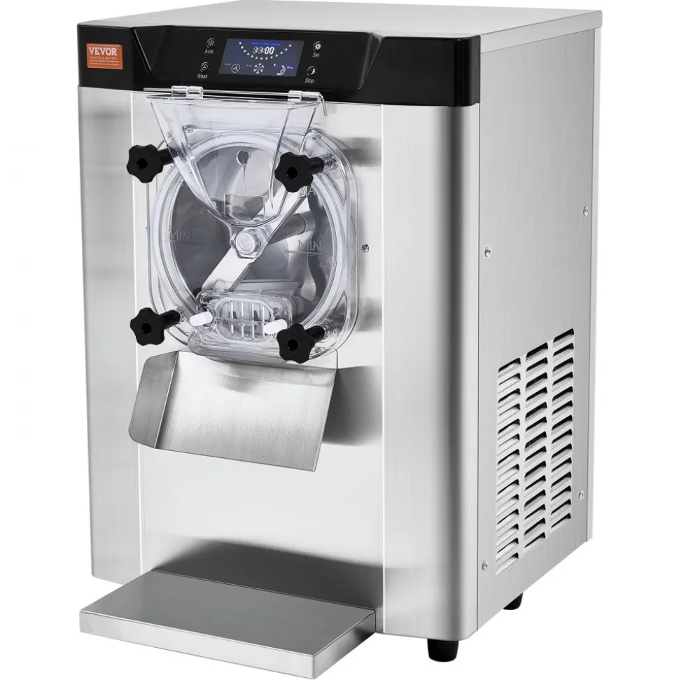 VEVOR Commercial Ice Cream Machine, 12 L/H Yield, 1713W Single Flavor Countertop Hard Serve Ice Cream Maker, 4.5L Stainless Steel Cylinder, LED Panel Auto Clean Pre-cooling, for Restaurant Snack Bars