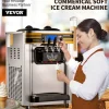 VEVOR Commercial Ice Cream Maker, 22-30L/H Yield, Countertop Soft Serve Machine with 2x6L Hopper 2L Cylinder LCD Panel Puffing Shortage Alarm, Frozen Yogurt Maker for Restaurant Snack Bar, Silve