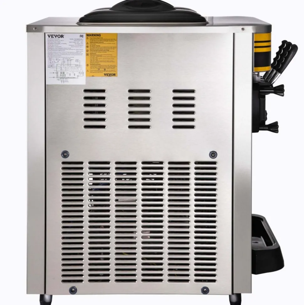 VEVOR Commercial Ice Cream Maker, 22-30L/H Yield, Countertop Soft Serve Machine with 2x6L Hopper 2L Cylinder LCD Panel Puffing Shortage Alarm, Frozen Yogurt Maker for Restaurant Snack Bar, Silve