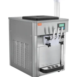 VEVOR Commercial Ice Cream Machine, 10.6 QT/H Yield, 1000W Single Flavor Countertop Soft Serve Ice Cream Maker, with 4L Hopper 1.6L Cylinder, LCD Panel Auto Clean Pre-cooling, for Restaurant Snack Bar